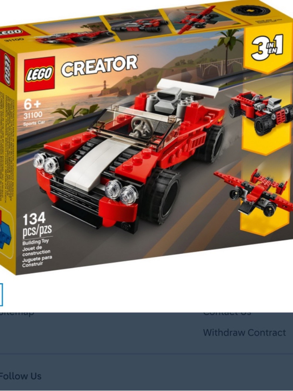 Lego Creator 3 in 1 Set 31100 Sports Car/Plane